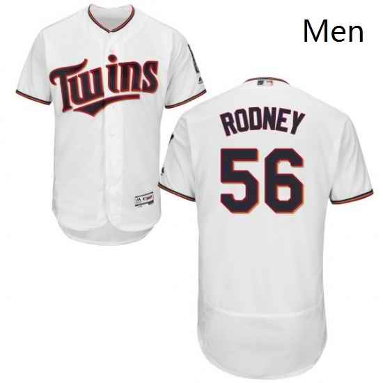 Mens Majestic Minnesota Twins 56 Fernando Rodney White Home Flex Base Authentic Collection MLB Jersey